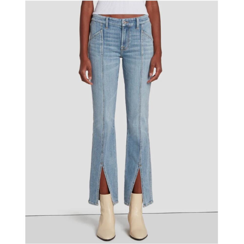 7 For All Mankind Women's Blue Broken Twill Kimmie Straight Jeans Size 25
